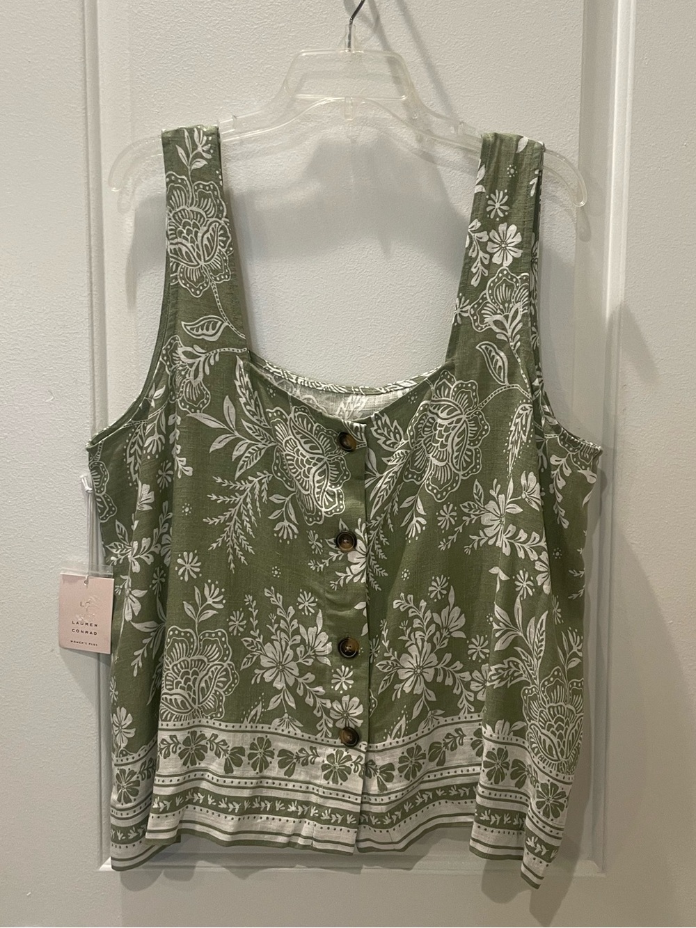 NEW…LC Lauren Conrad Floral Square-Neck Button Back Top - Picture 4 of 4